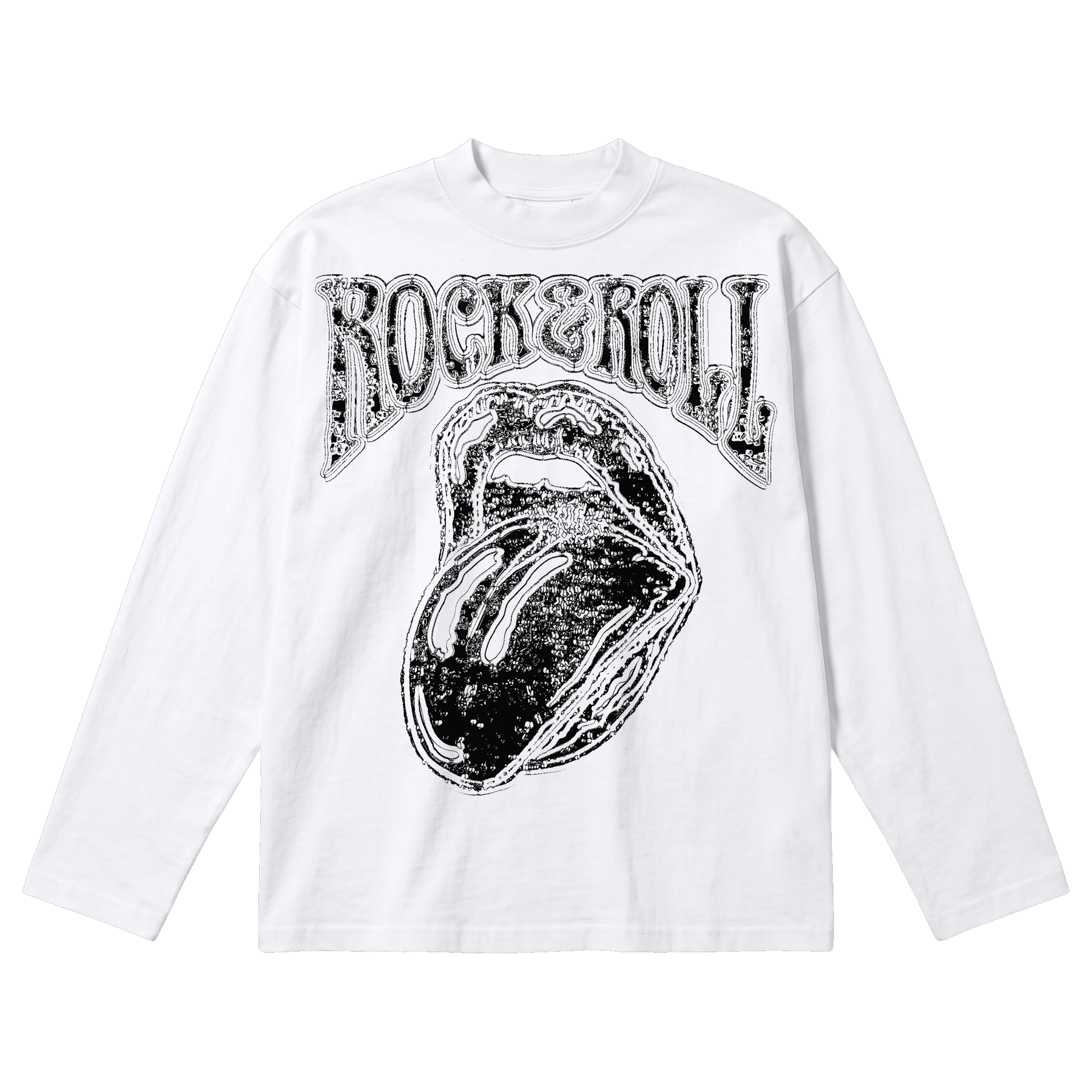 Rock & Roll Baggy L/S Tee - White - Front