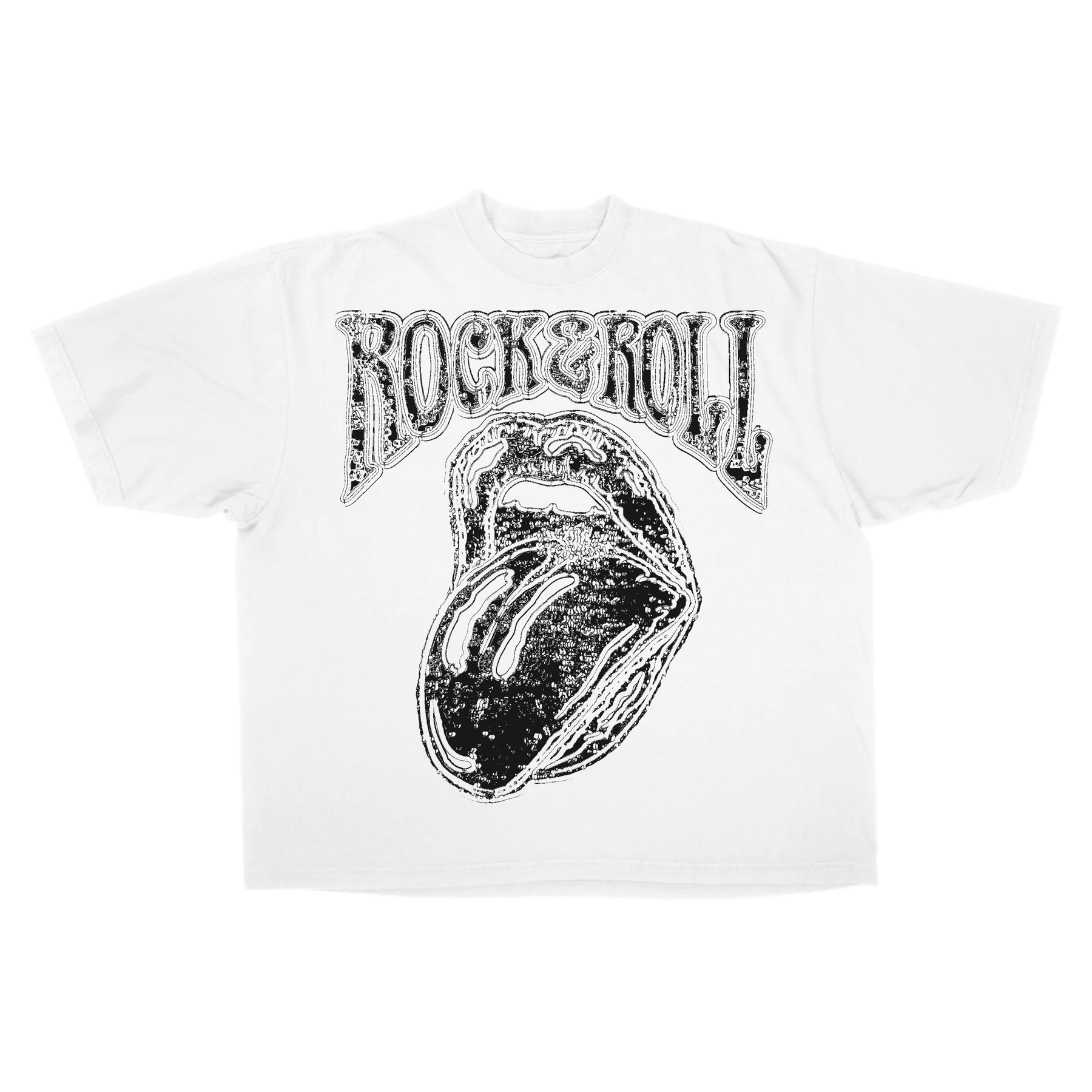 Rock & Roll Drop Tee - White - Front