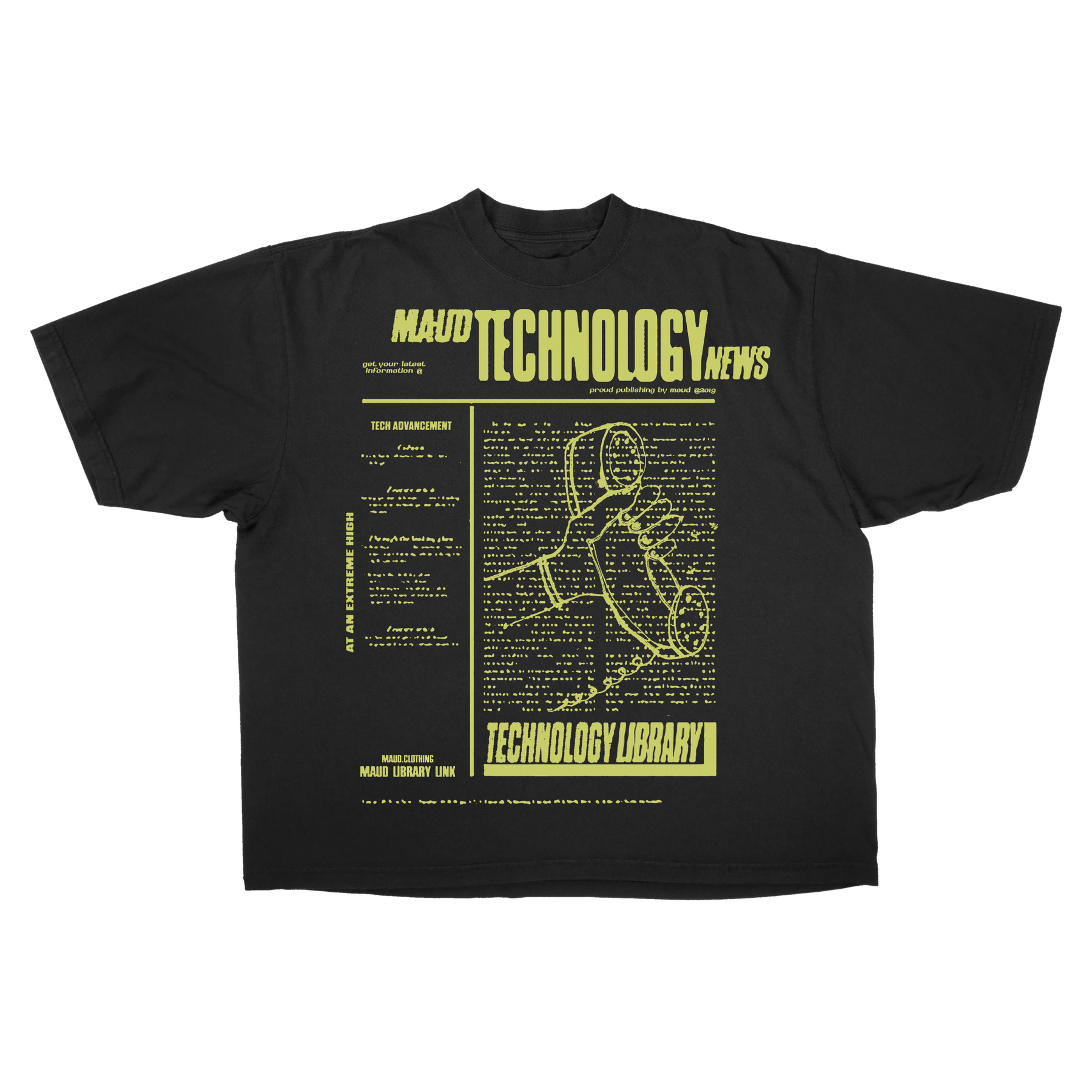 Tech News Drop Tee - Black - Front