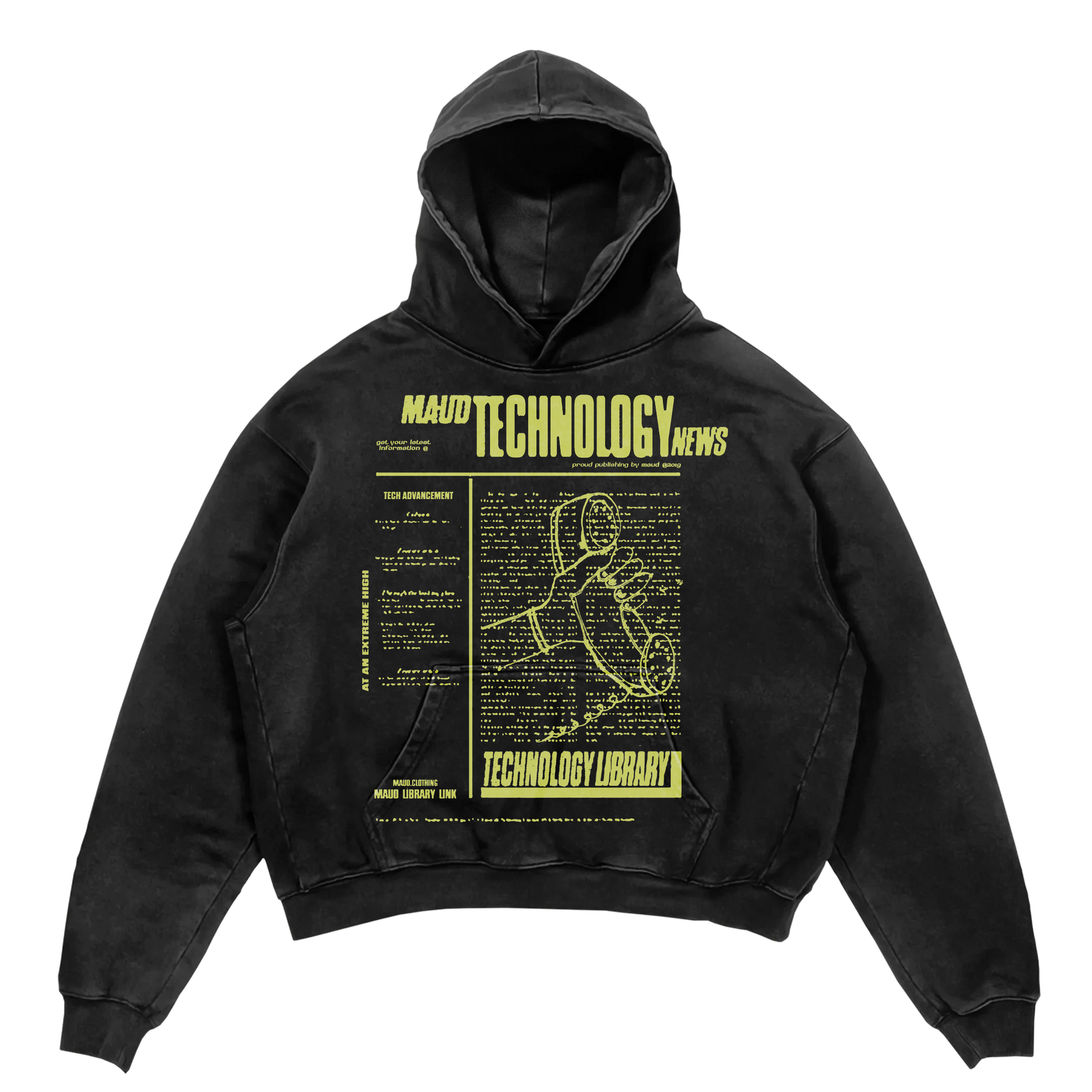 Tech News Hoodie - Black - Front