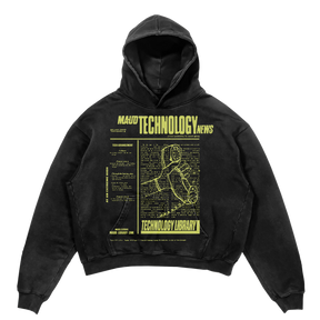 Tech News Hoodie - Black - Front