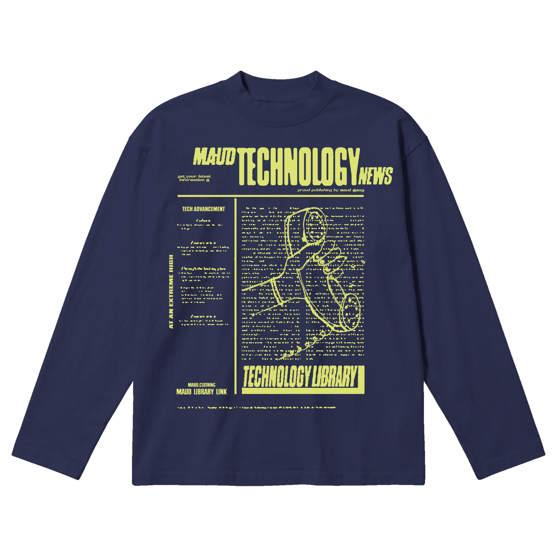 Tech News Baggy L/S Tee - Blue - Front