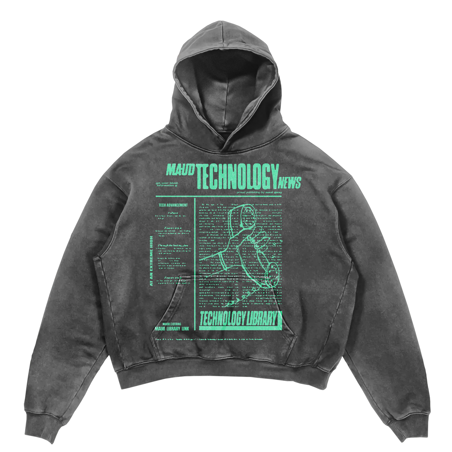 Tech News Hoodie - Grey - Front