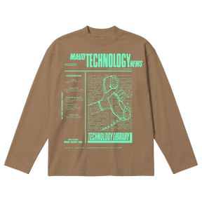 Tech News Baggy L/S Tee - Latte - Front