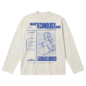 Tech News Baggy L/S Tee - Off White - Front