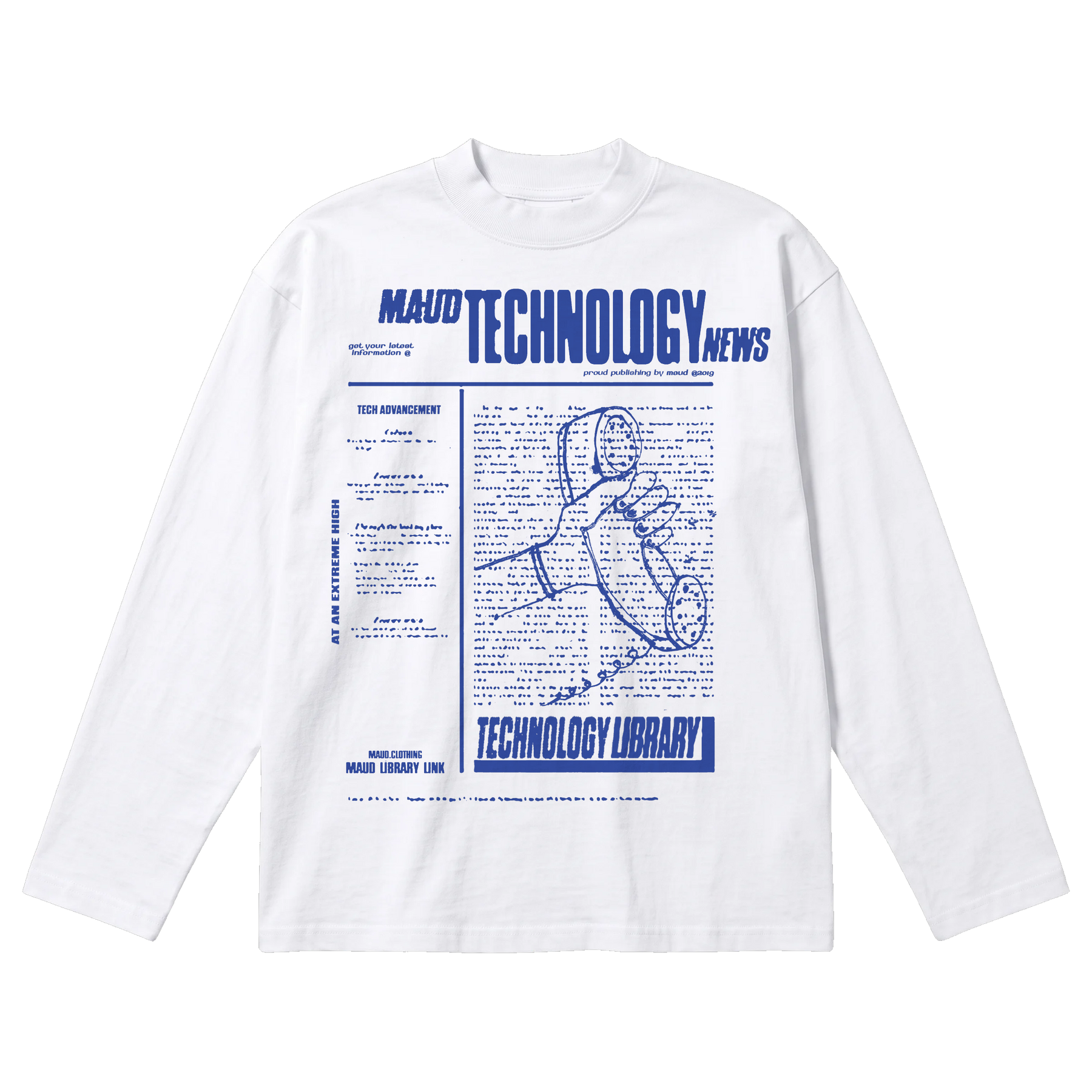 Tech News Baggy L/S Tee - White - Front