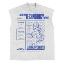 Tech News Sleeveless Tee - White - Front