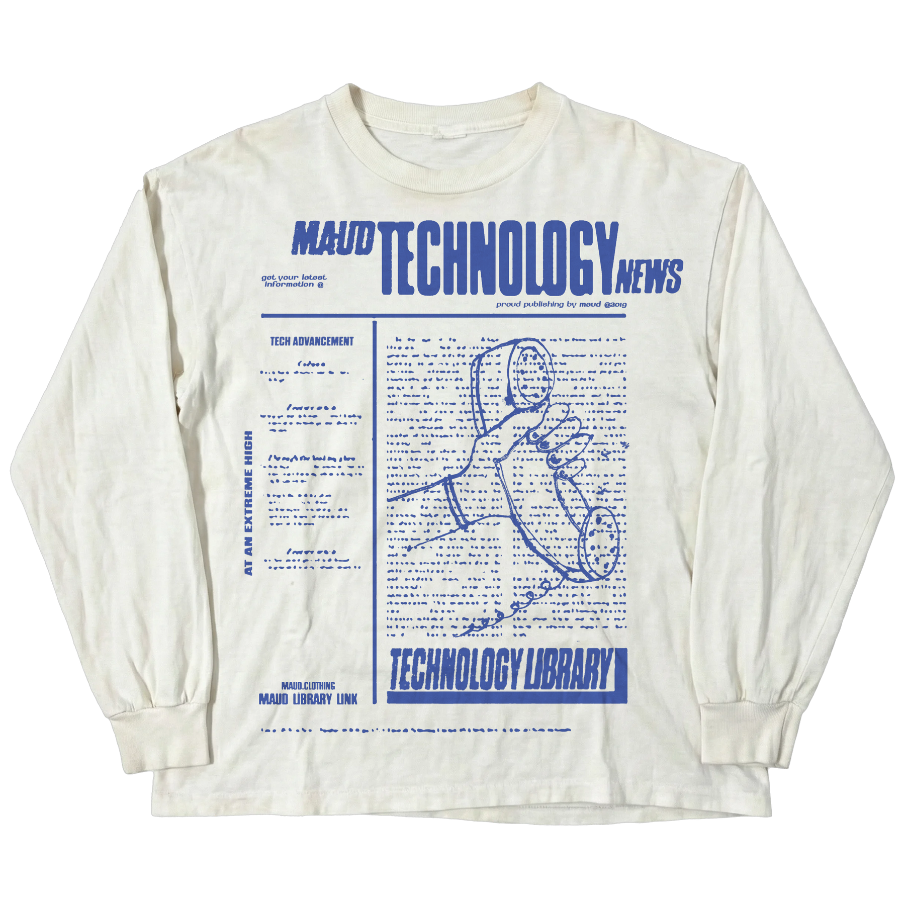 Tech News L/S Tee - White - Front
