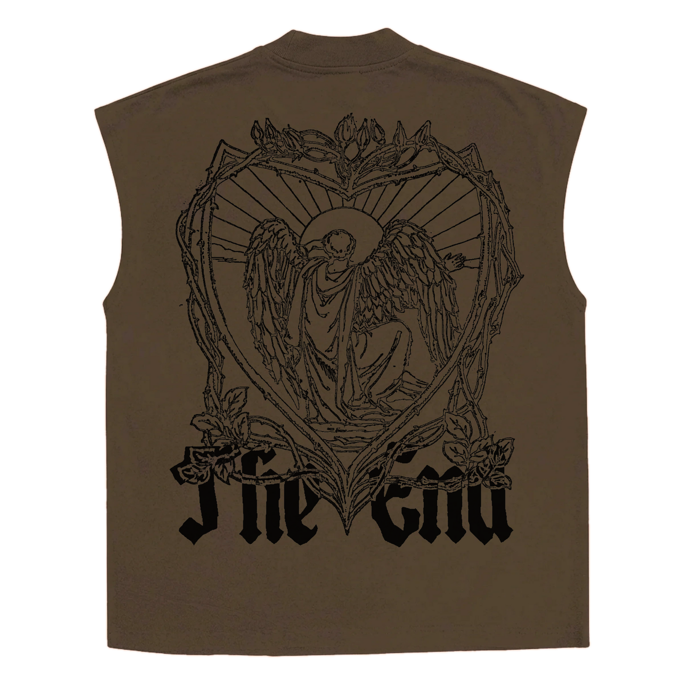 The End Sleeveless Tee - Brown - Back