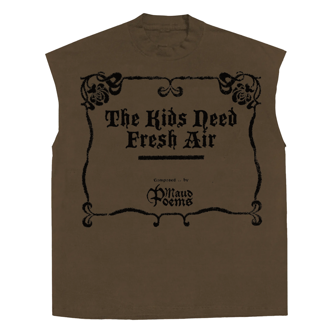 The End Sleeveless Tee - Brown - Front