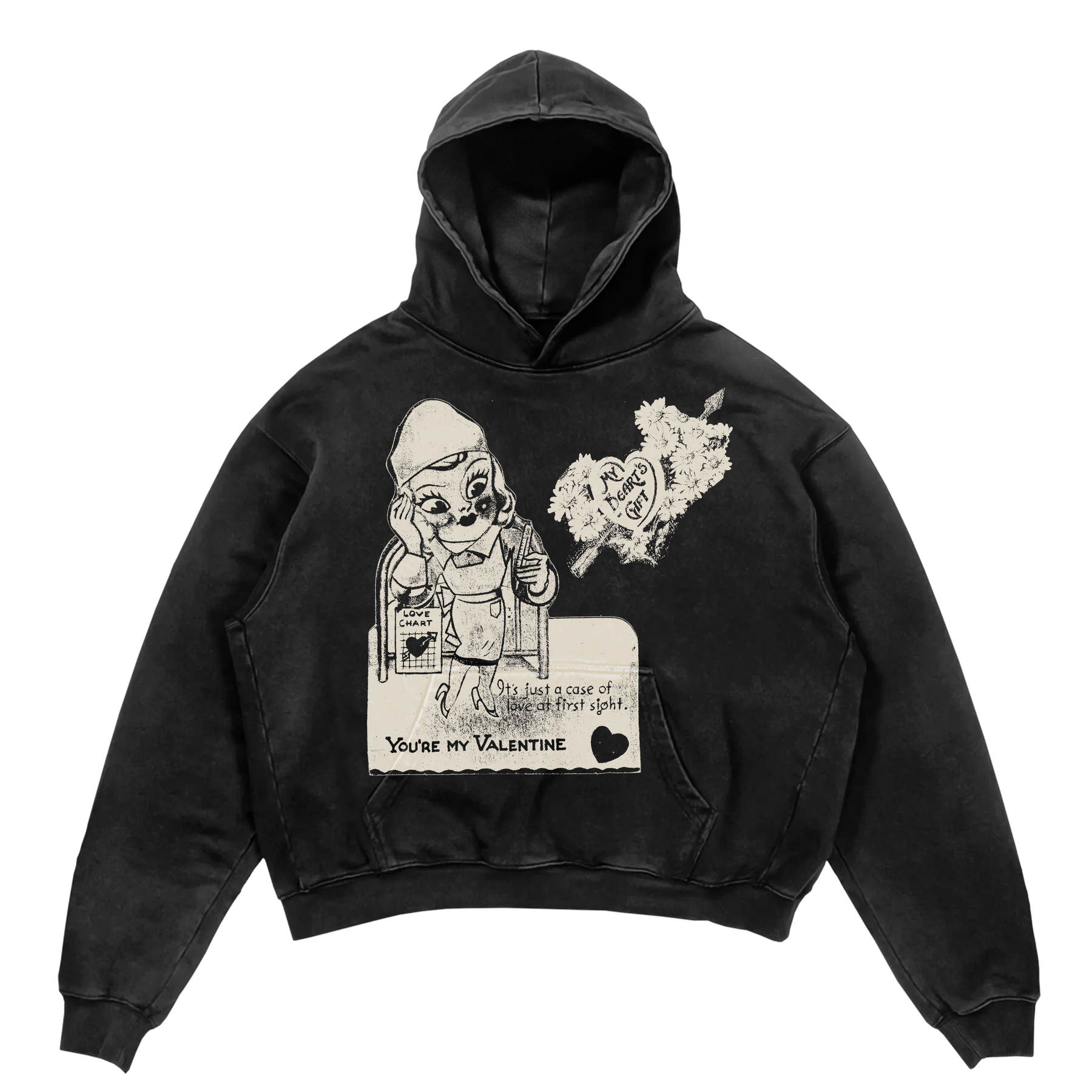Valentine Hoodie - Black - Front