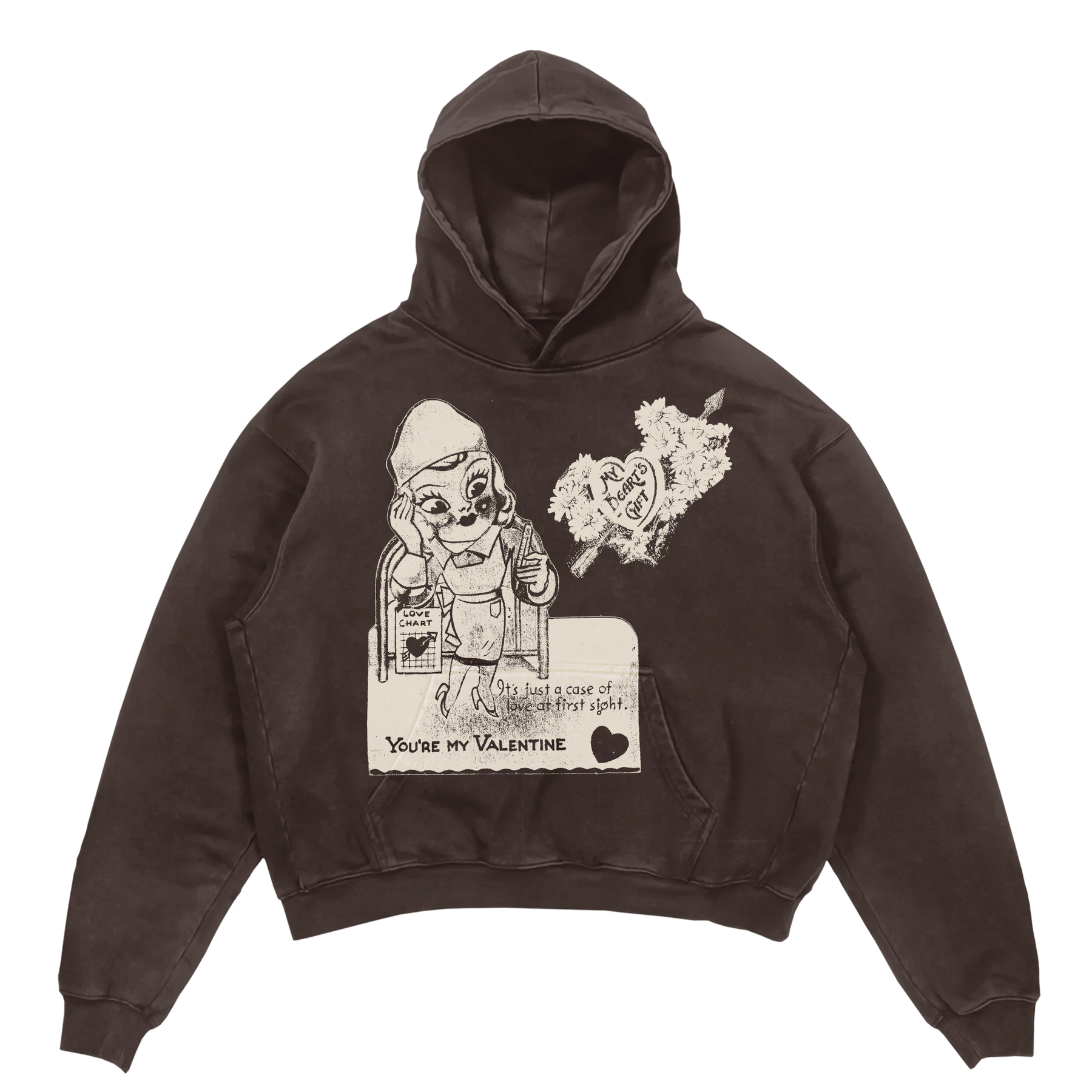 Valentine Hoodie - Brown - Front