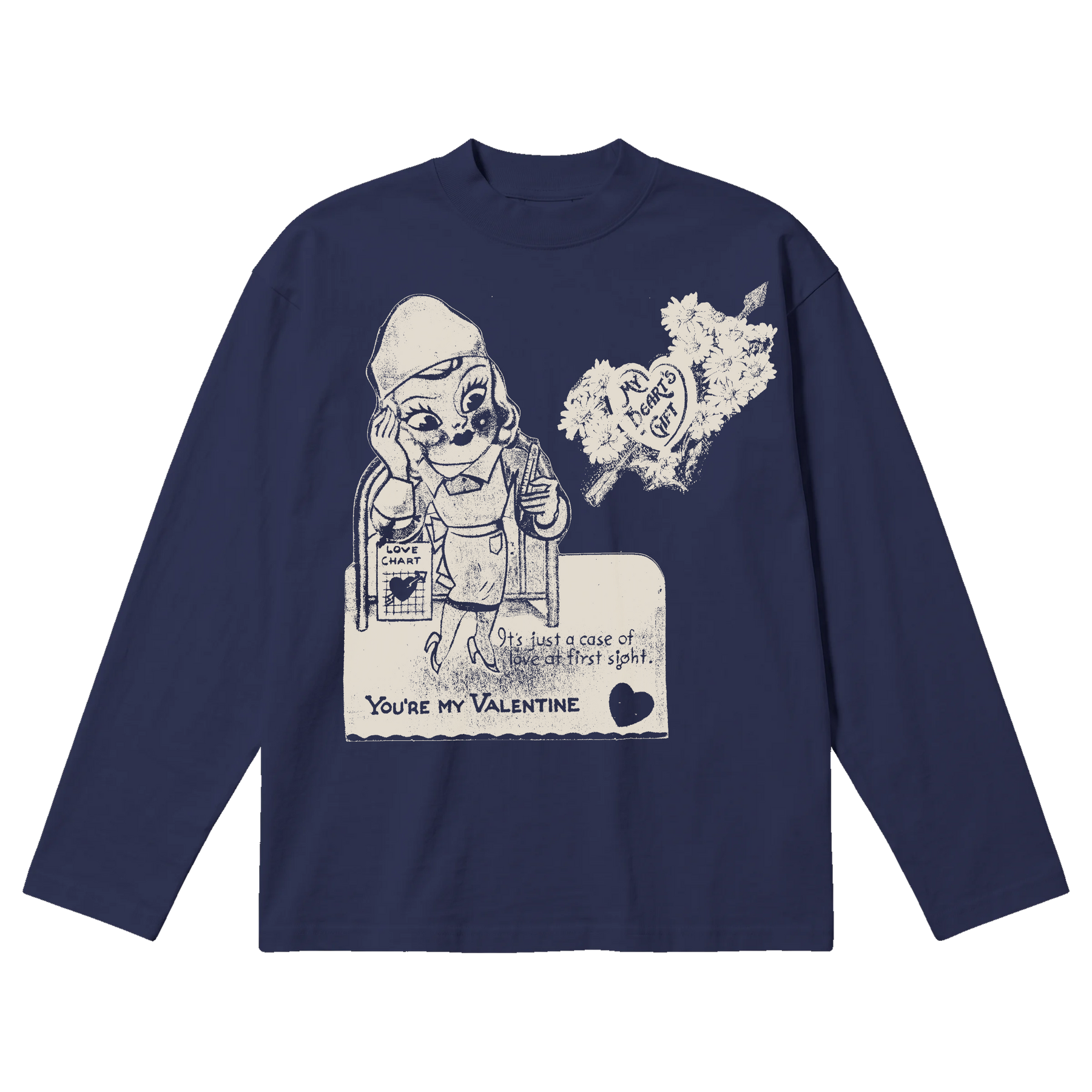 Valentine Baggy L/S Tee - Blue - Front