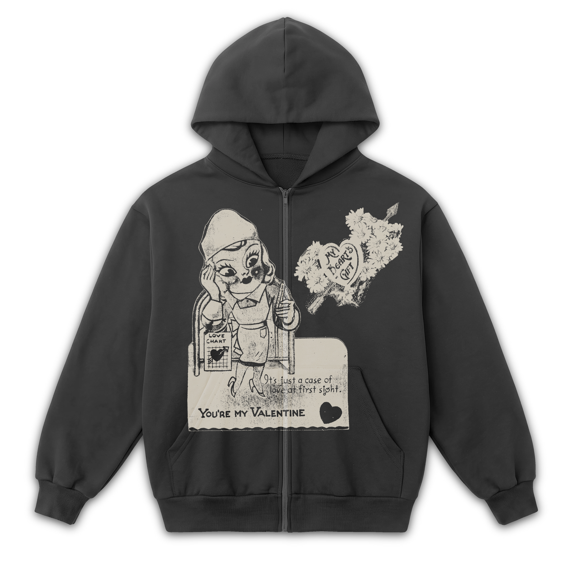 Valentine Zip Up - Grey - Front