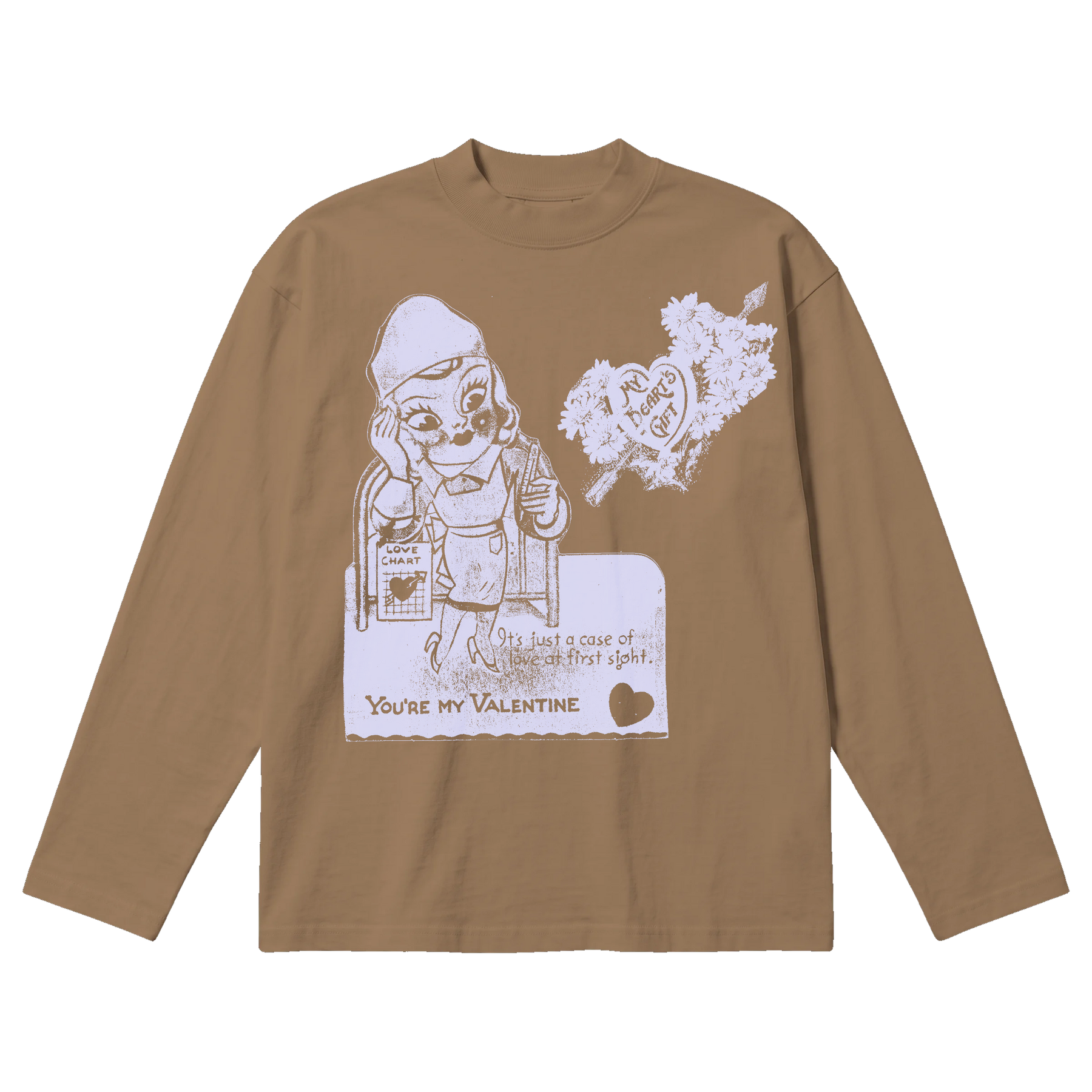 Valentine Baggy L/S Tee - Latte - Front