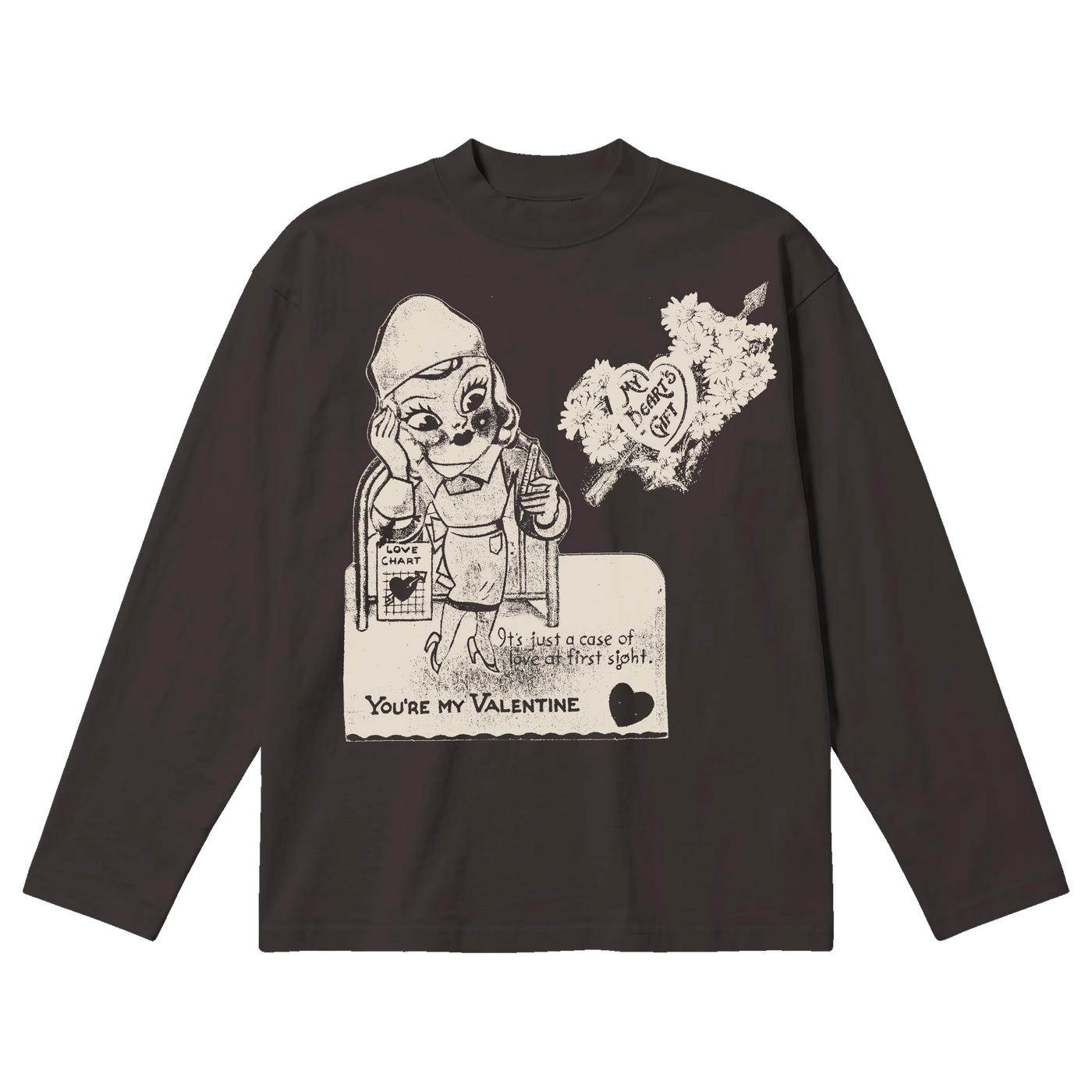 Valentine Baggy L/S Tee - Off Black - Front