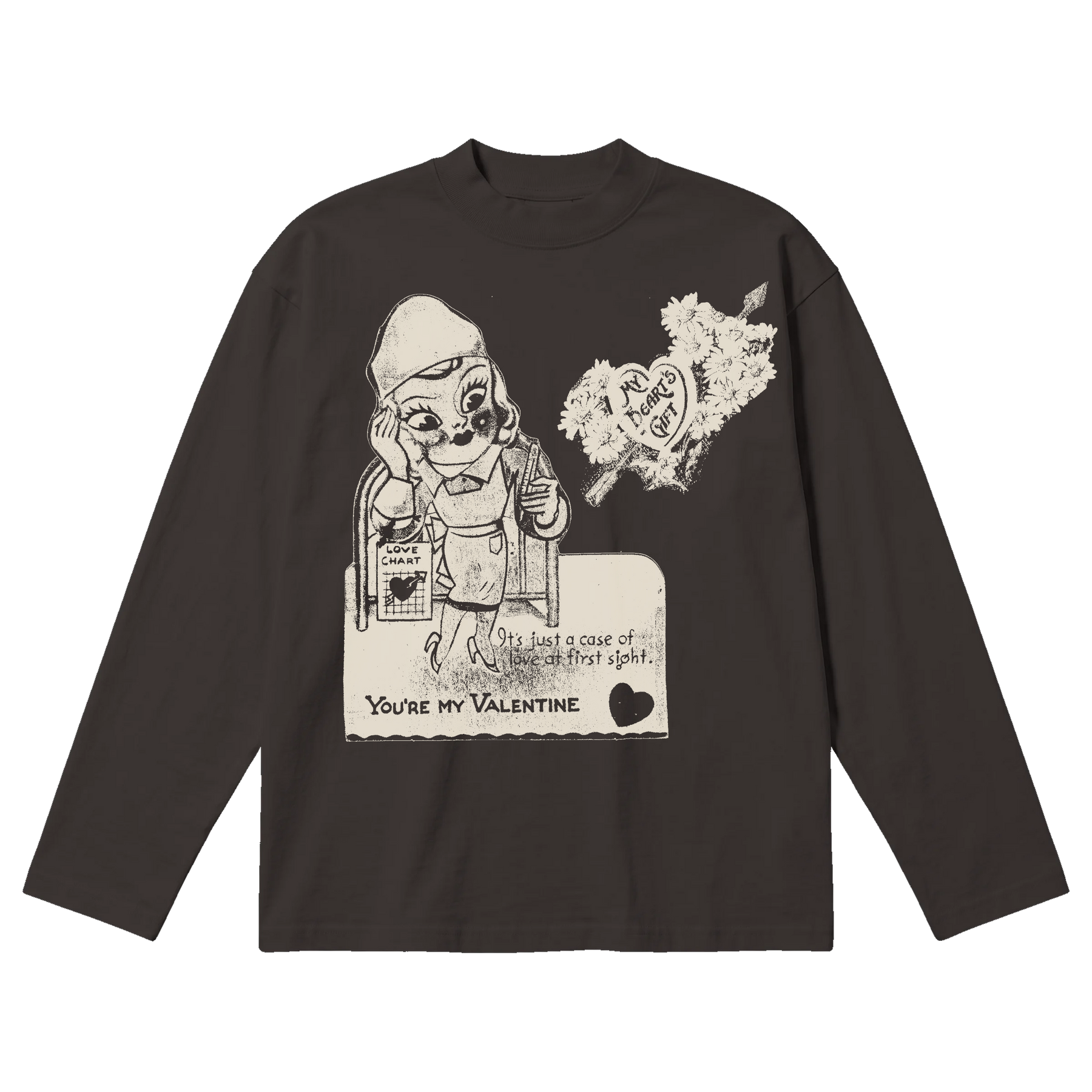 Valentine Baggy L/S Tee - Off Black - Front