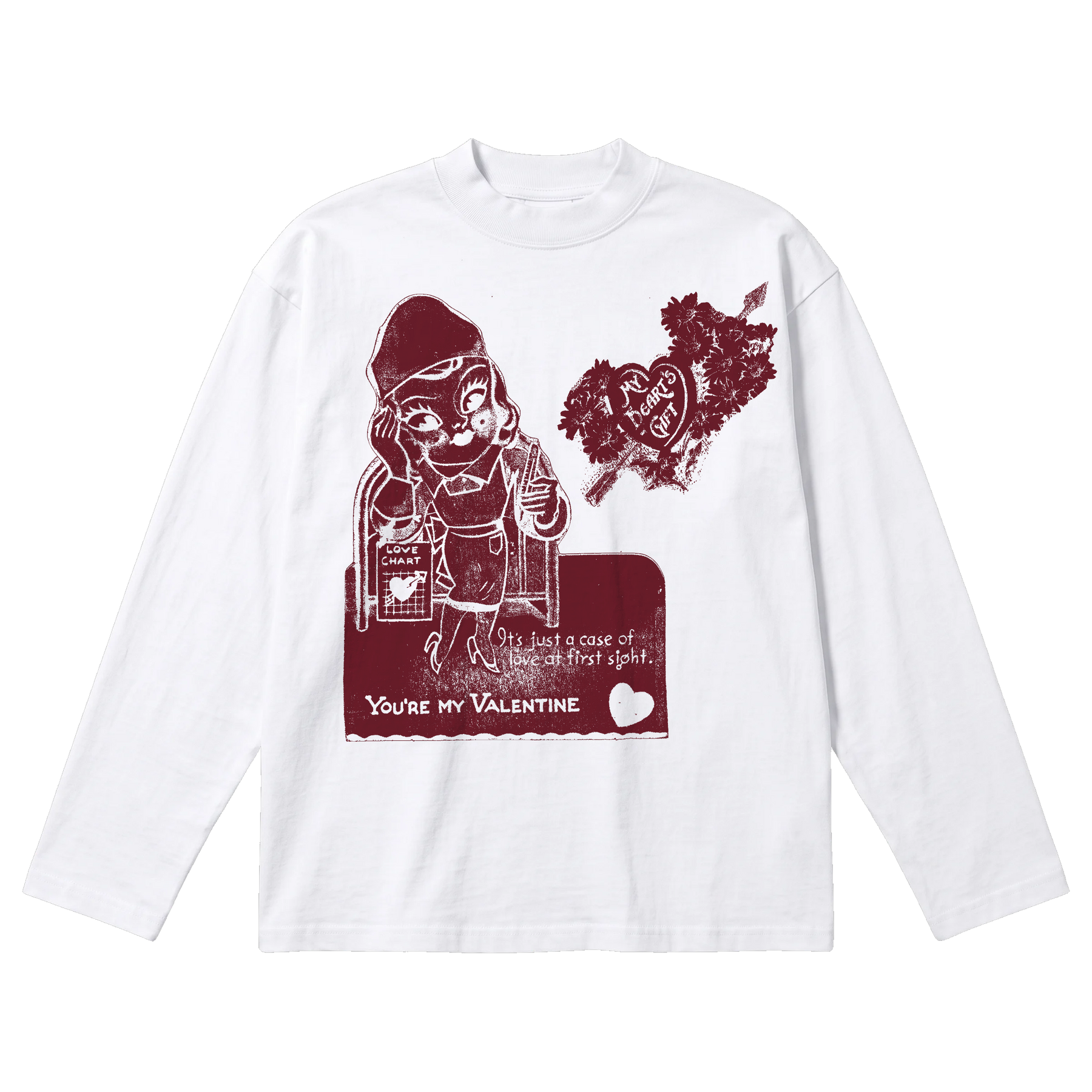 Valentine Baggy L/S Tee - White - Front
