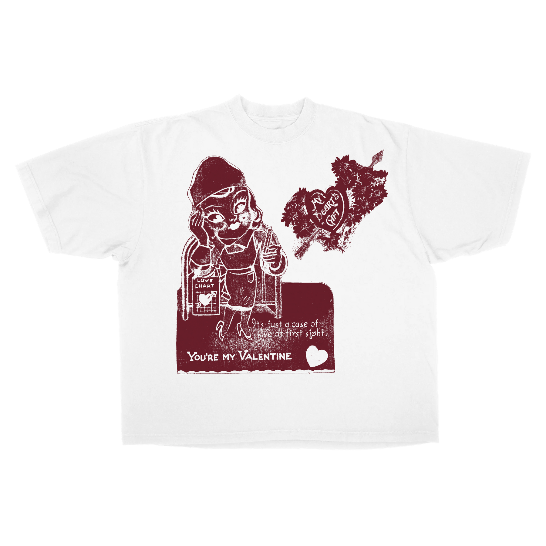 Valentine Drop Tee - White - Front